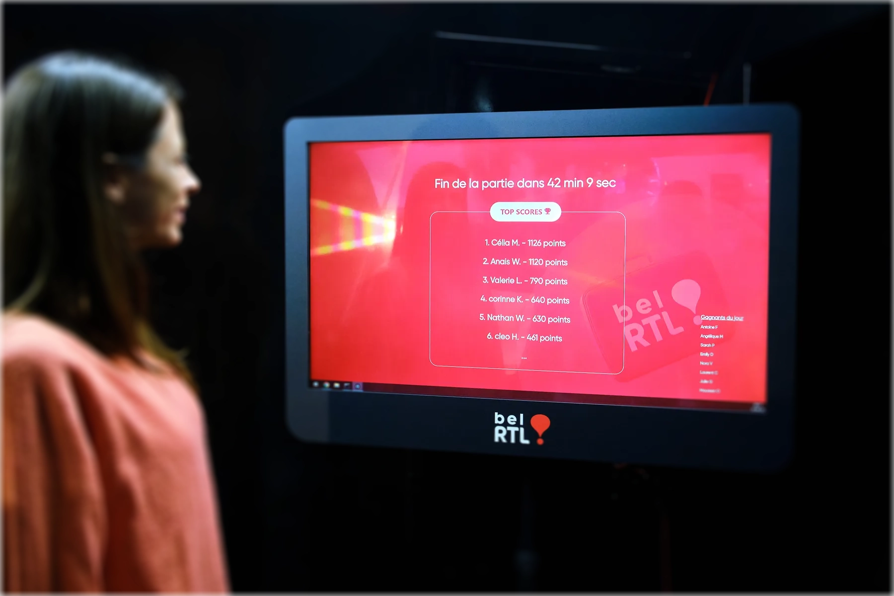 Live leaderboard screen on the bel RTL game stand