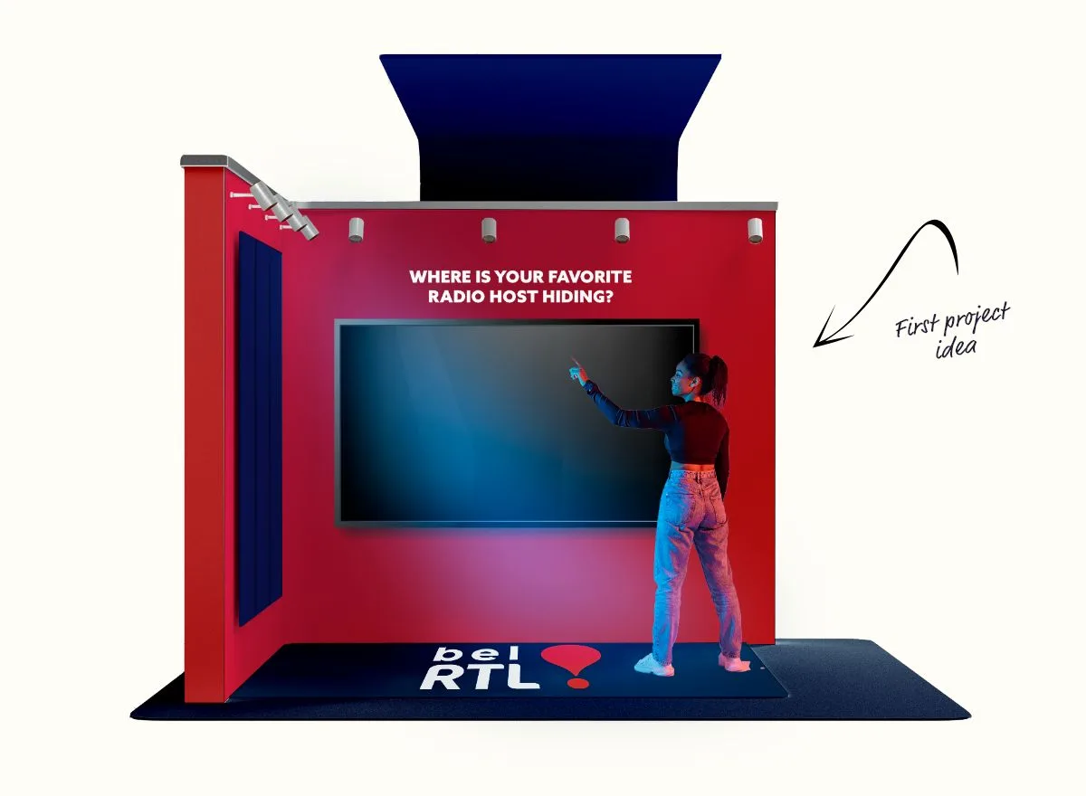 Concept render of the inside of the bel RTL stand, first project idea